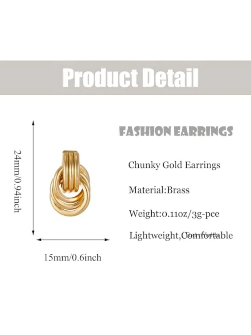 Chunky Gold Geometric Drop Dangle Earrings for Women Lightweight Alloy